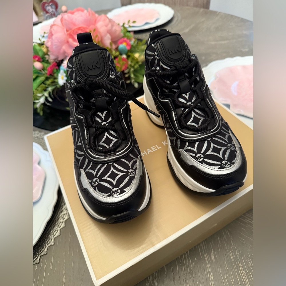 Michael Kors Black and Silver Geometric Sneakers